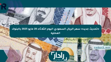 «تحديث جديد» سعر الريال السعودي اليوم الثلاثاء 20 مايو 2025 بالبنوك المحلية